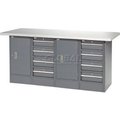 Global Equipment Workbench w/ Laminate Top, 8 Drawers   2 Cabinets, 72"W x 30"D, Gray 239170